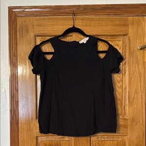 Ann Taylor Loft Black Cold Shoulder Women's Top